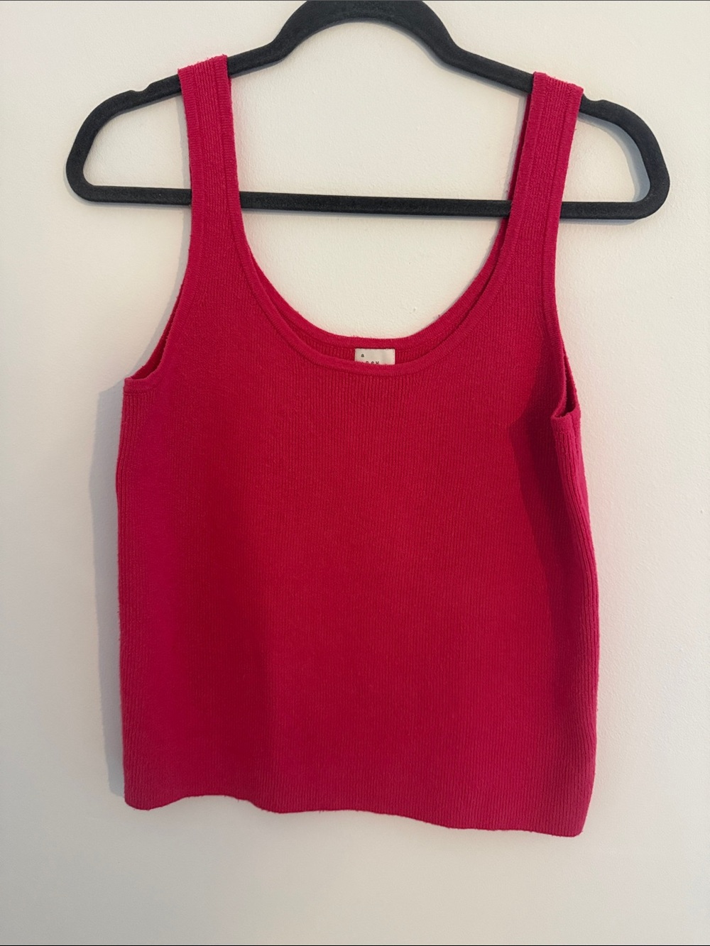 Hot Pink Ribbed Knit Tank Top - Women's Sleeveless, Size L Soft!